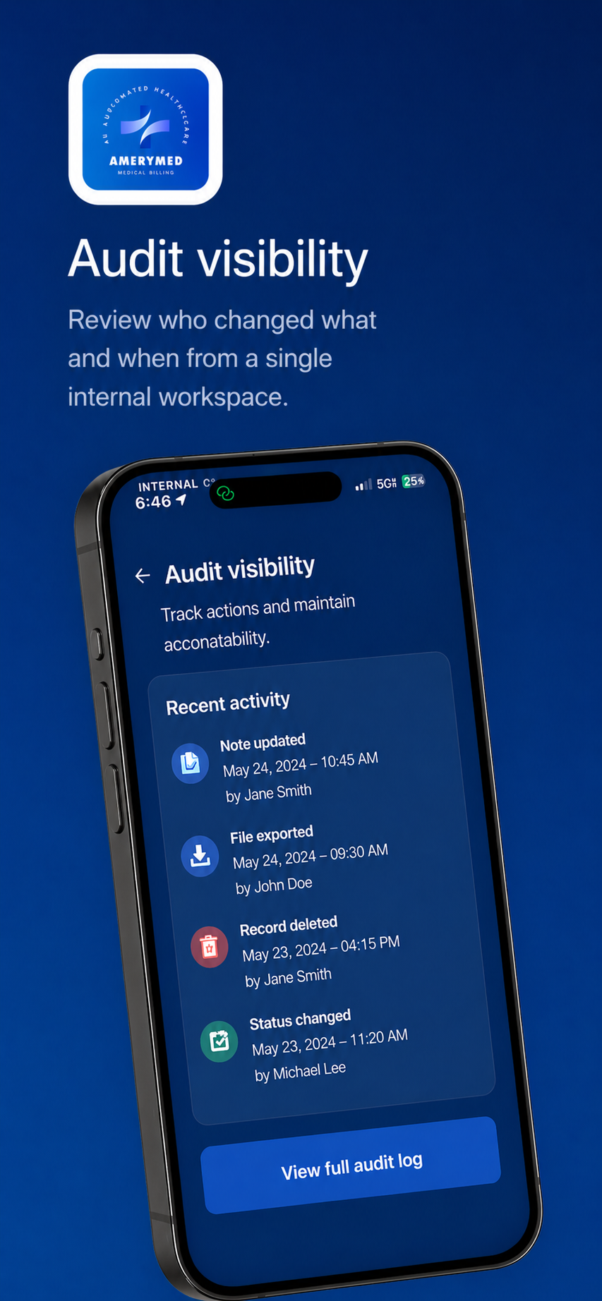 AmeryMED Web audit visibility mobile screen